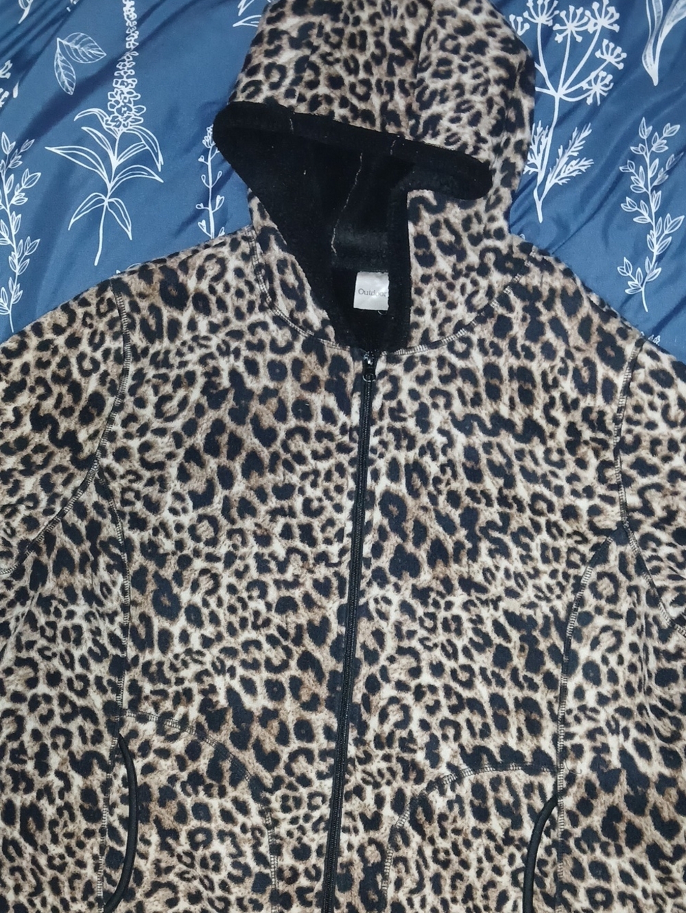 Leopard Print Hooded Fleece Shrug - Leopard